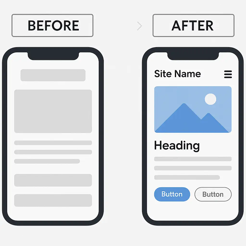 Beforeafter comparison of mobile site