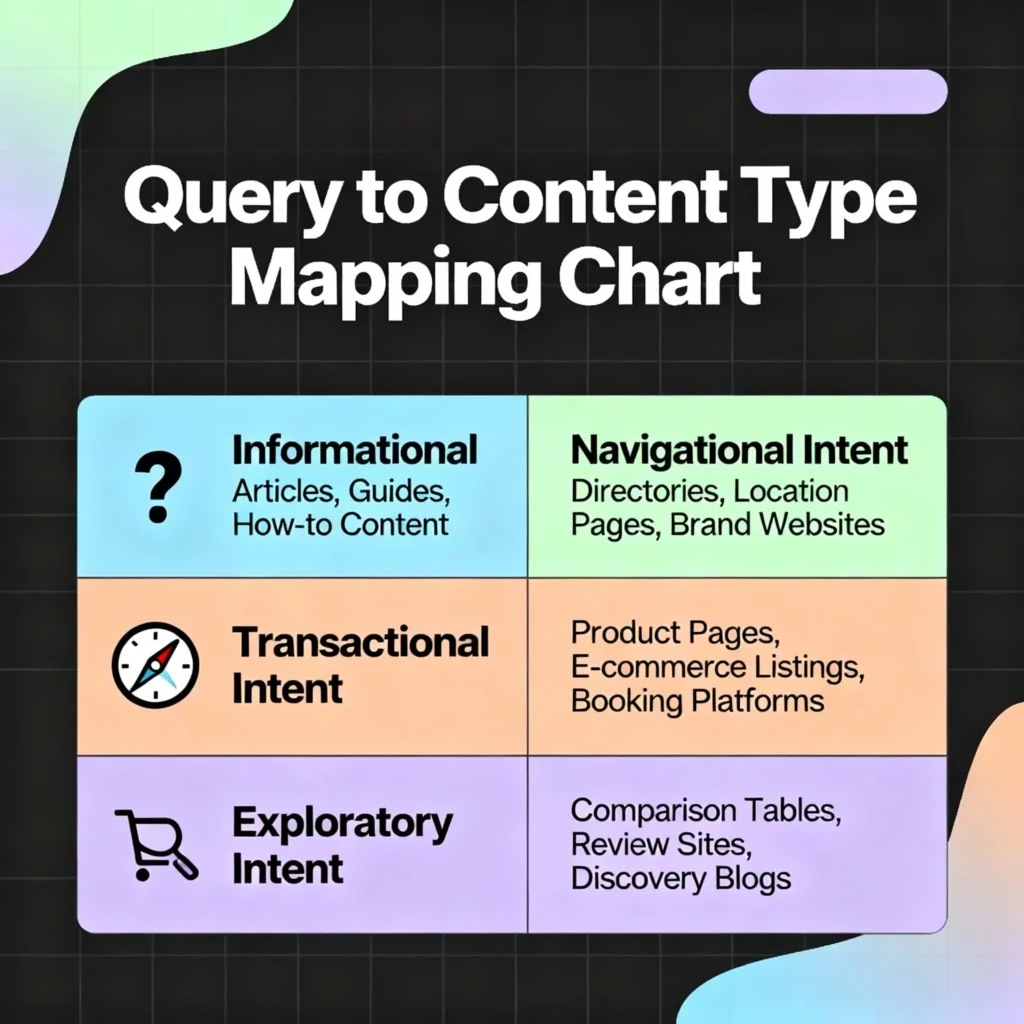 mapping of search queries to content types