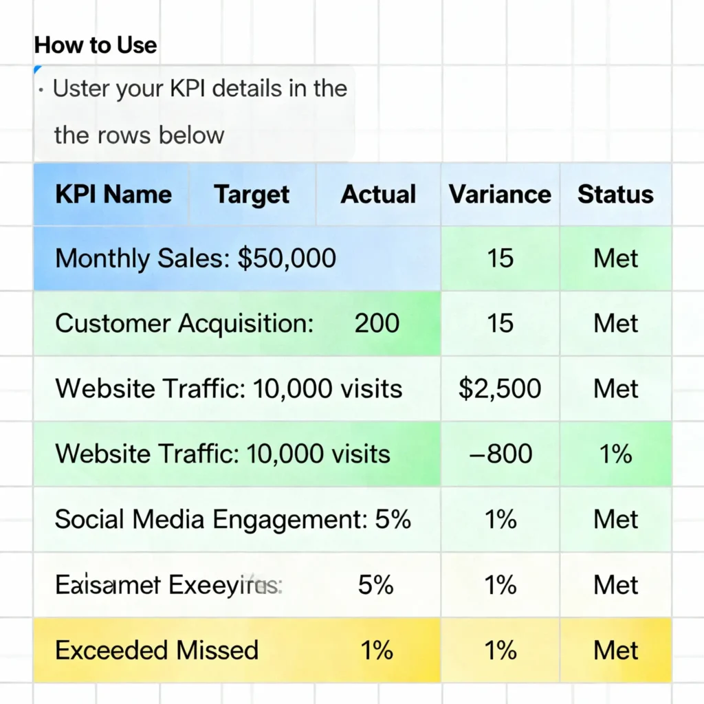 simple KPI tracking spreadsheet